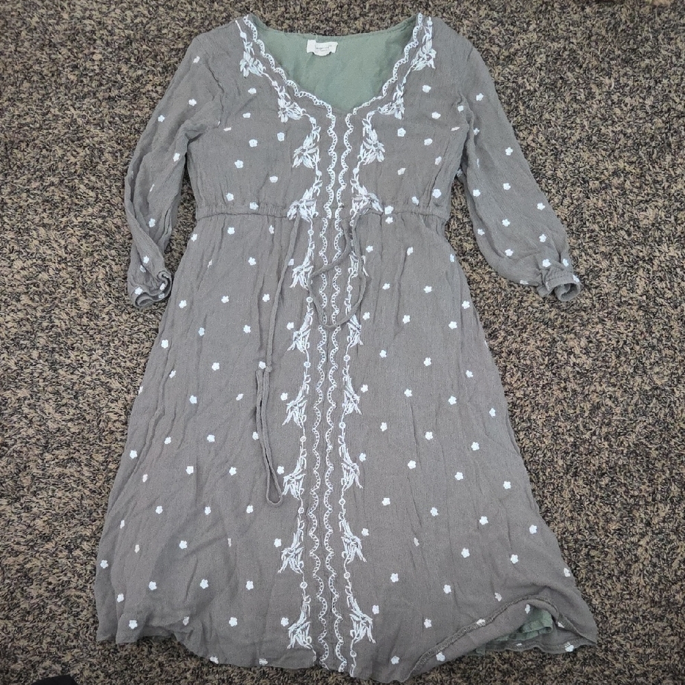 Elegant Gray Embroidered Dress